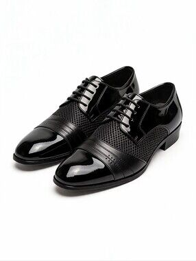 Italian Made Black Patent Leather Dress Shoes Size 48